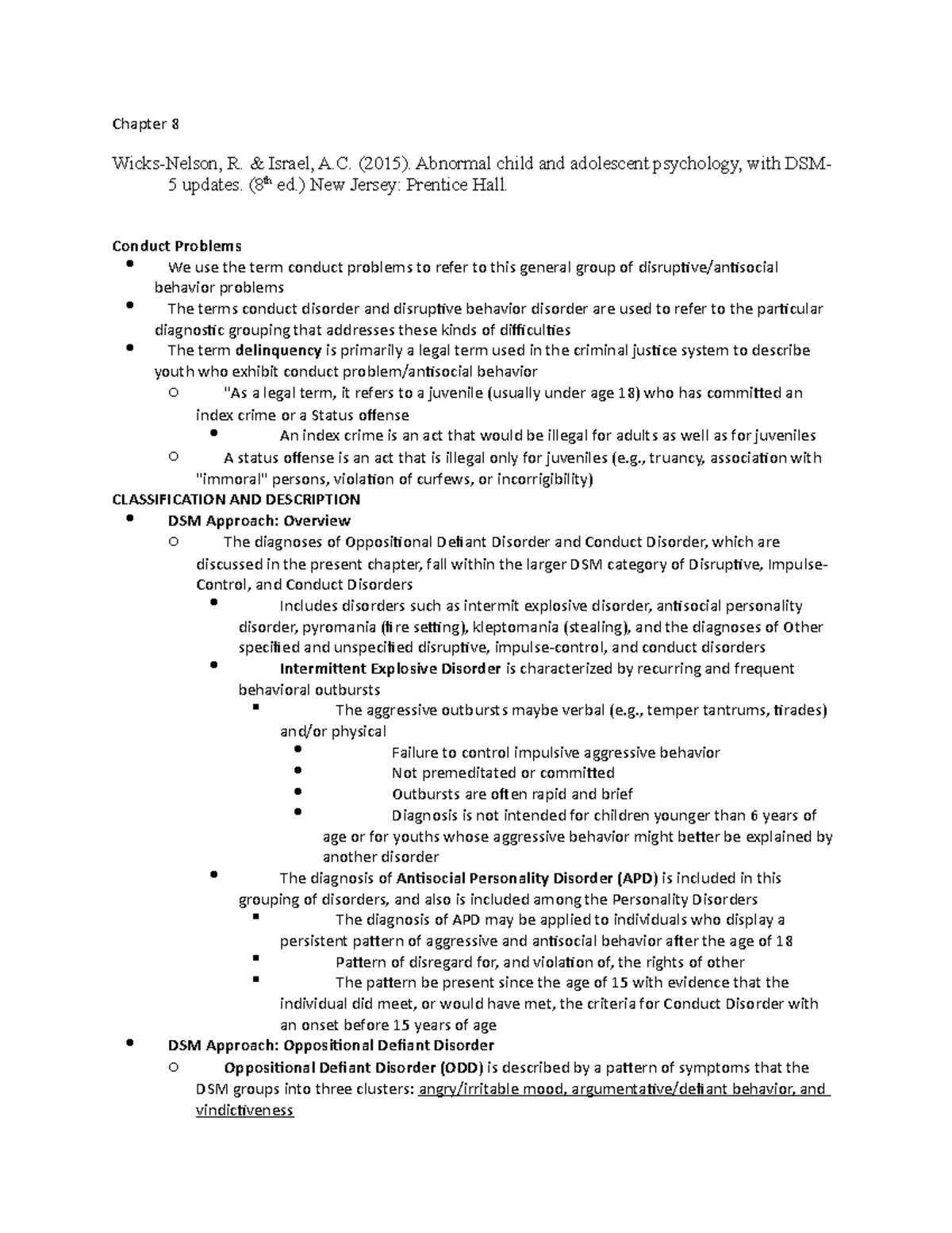 Developmental Psychopathology - Lecture notes - Chapter 8 - Chapter 8 R ...