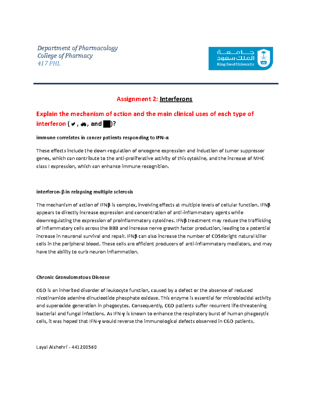 Assignment 2 - interferon-β in relapsing multiple sclerosis The ...