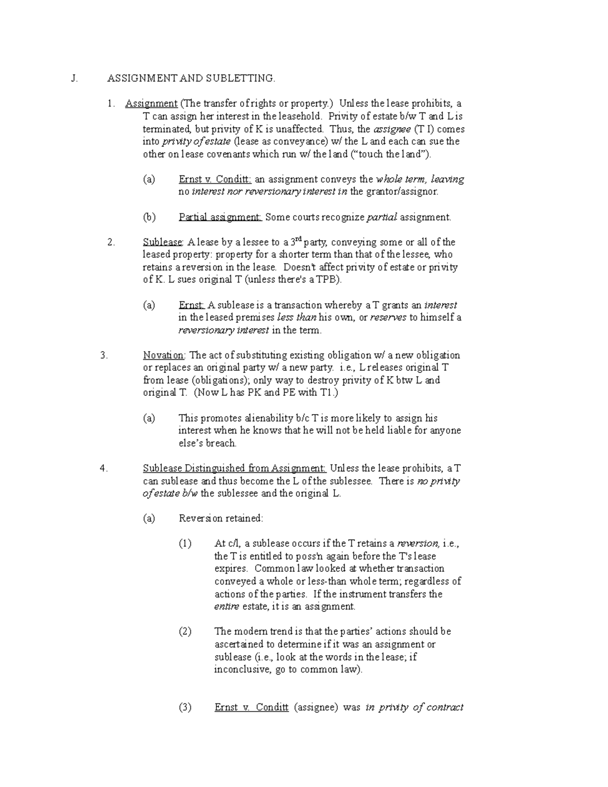 jtc assignment and subletting policy