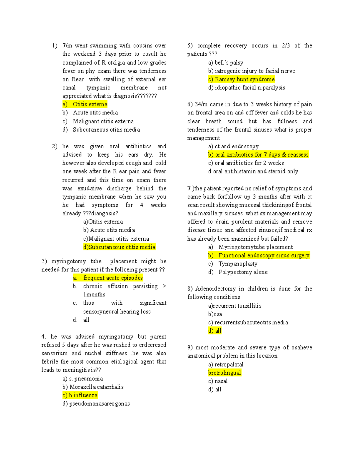 Exam May 2017, questions and answers - 1) 7/m went swimming with ...