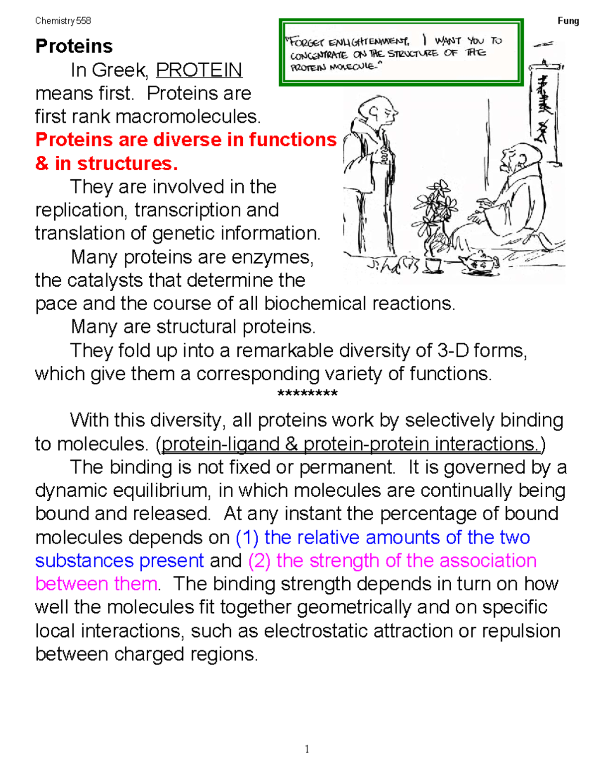 L11Protein Fung Chemistry 558 Proteins In Greek, PROTEIN means first