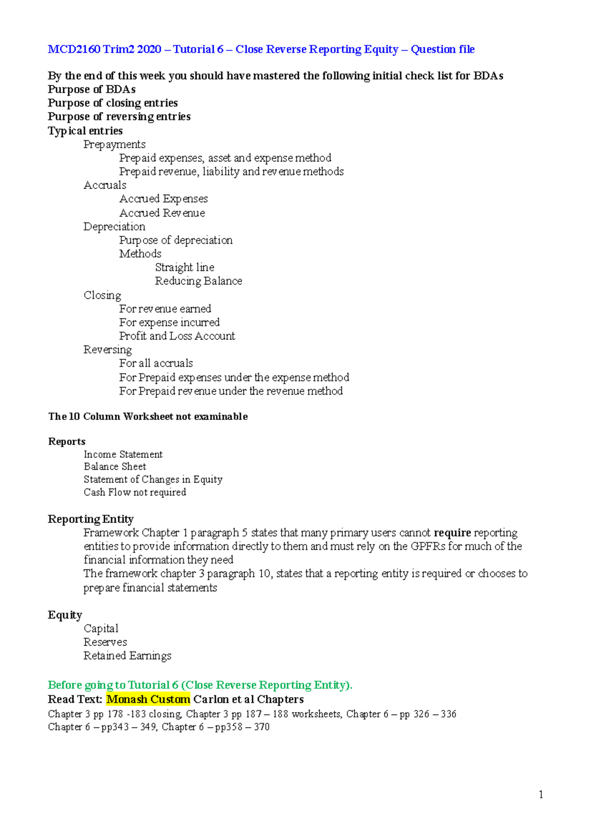 Tutorial 6 Close Reverse Question file - By the end of this week you ...
