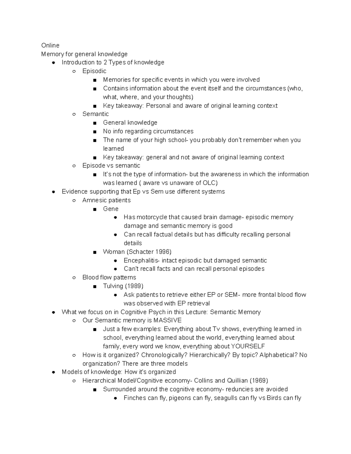 Cog 5 Knowledge - Online Memory for general knowledge Introduction to 2 ...