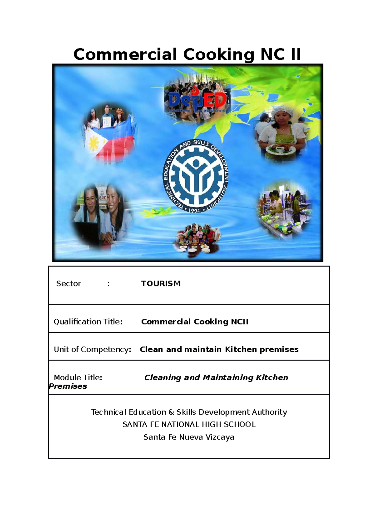 1 clean and maintain kitchen premises Commercial Cooking NC II Sector