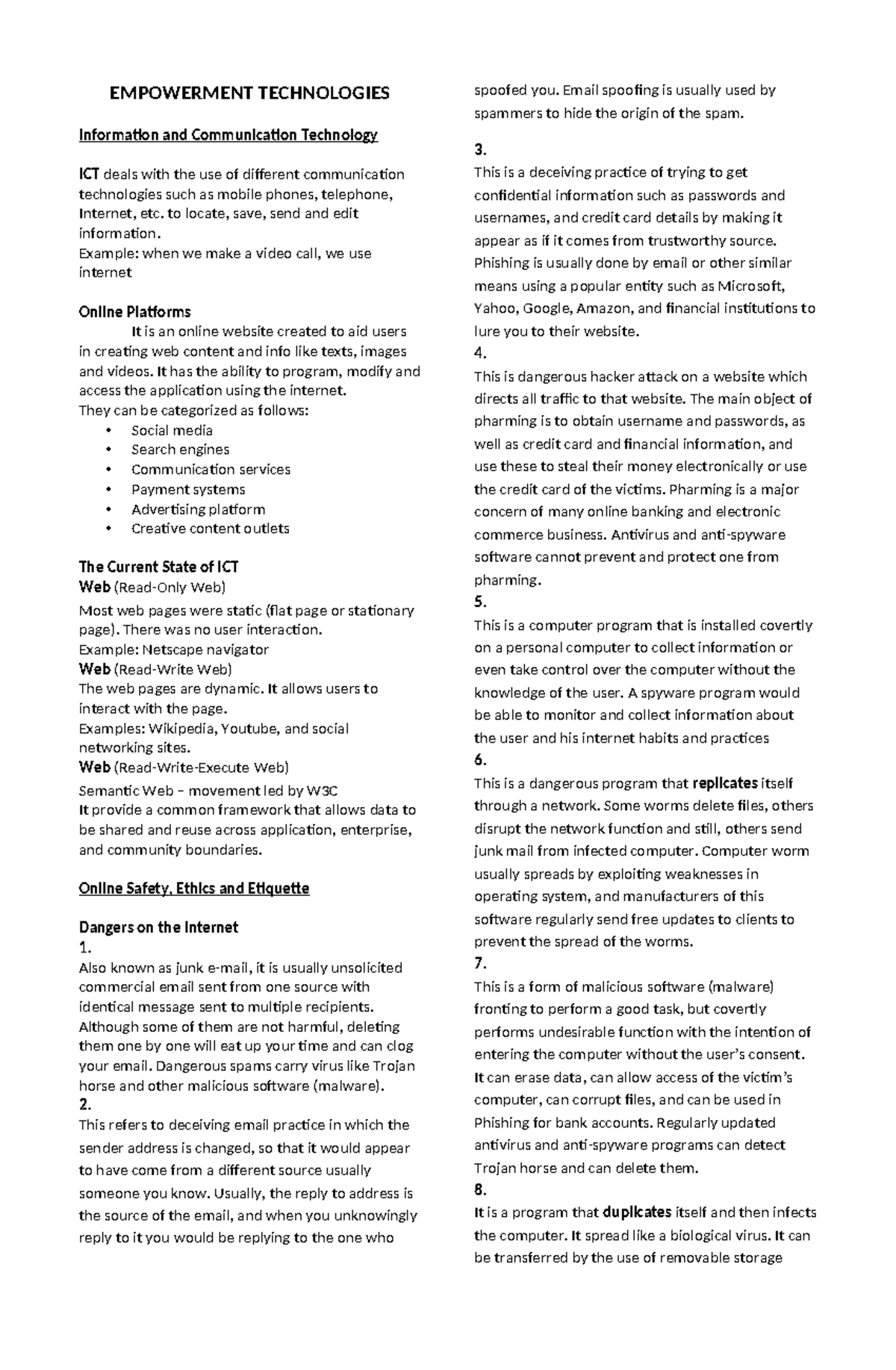 Empowerment Technologies - EMPOWERMENT TECHNOLOGIES Information and ...