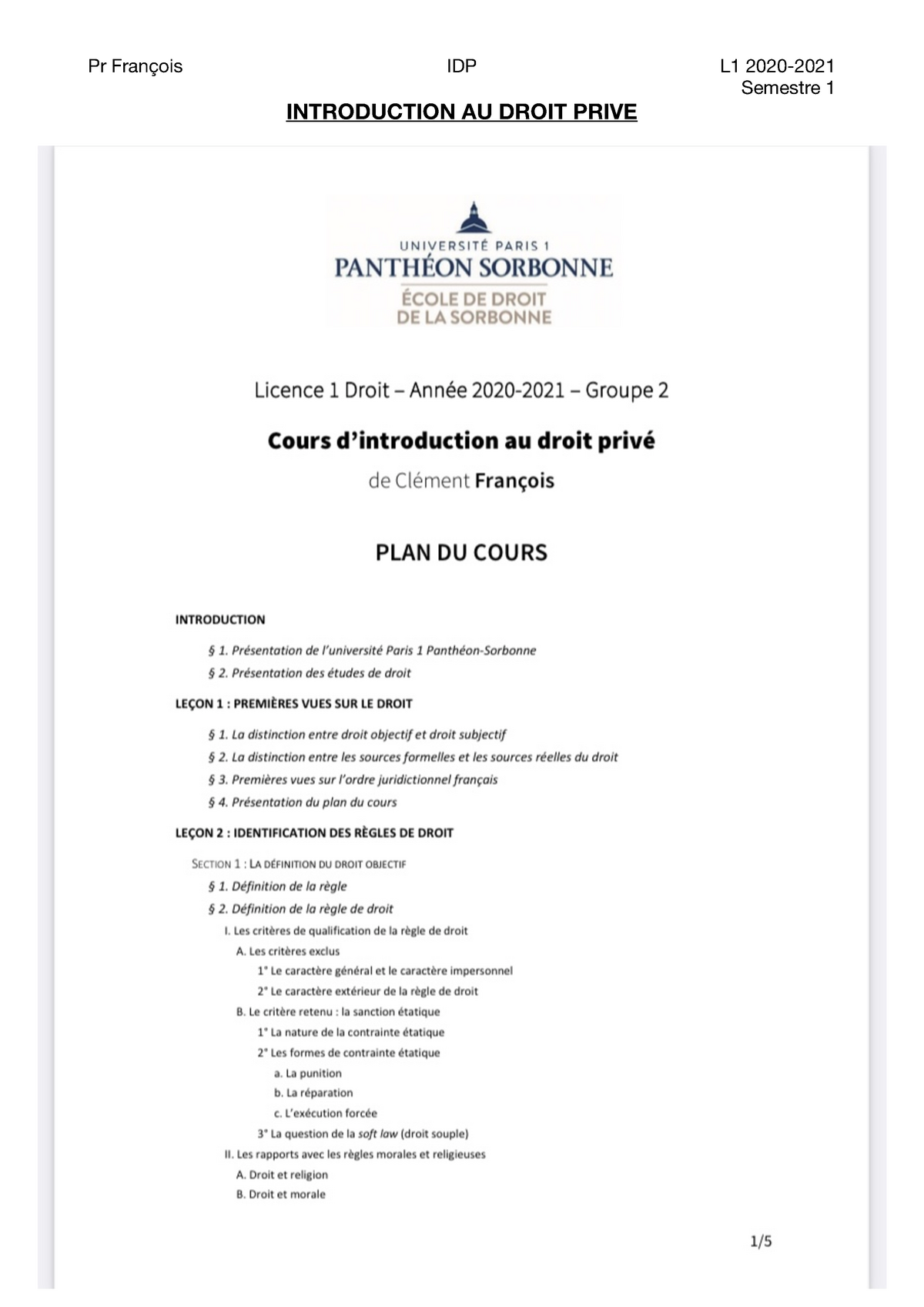 Introduction Au Droit Privé Notes De Cours Semestre 1 Introduction Au Droit Prive Semestre 1 