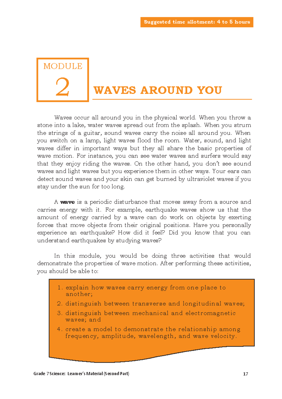 Q3 Module 2 Waves Around You   Grade 7 Science: Learner's Material