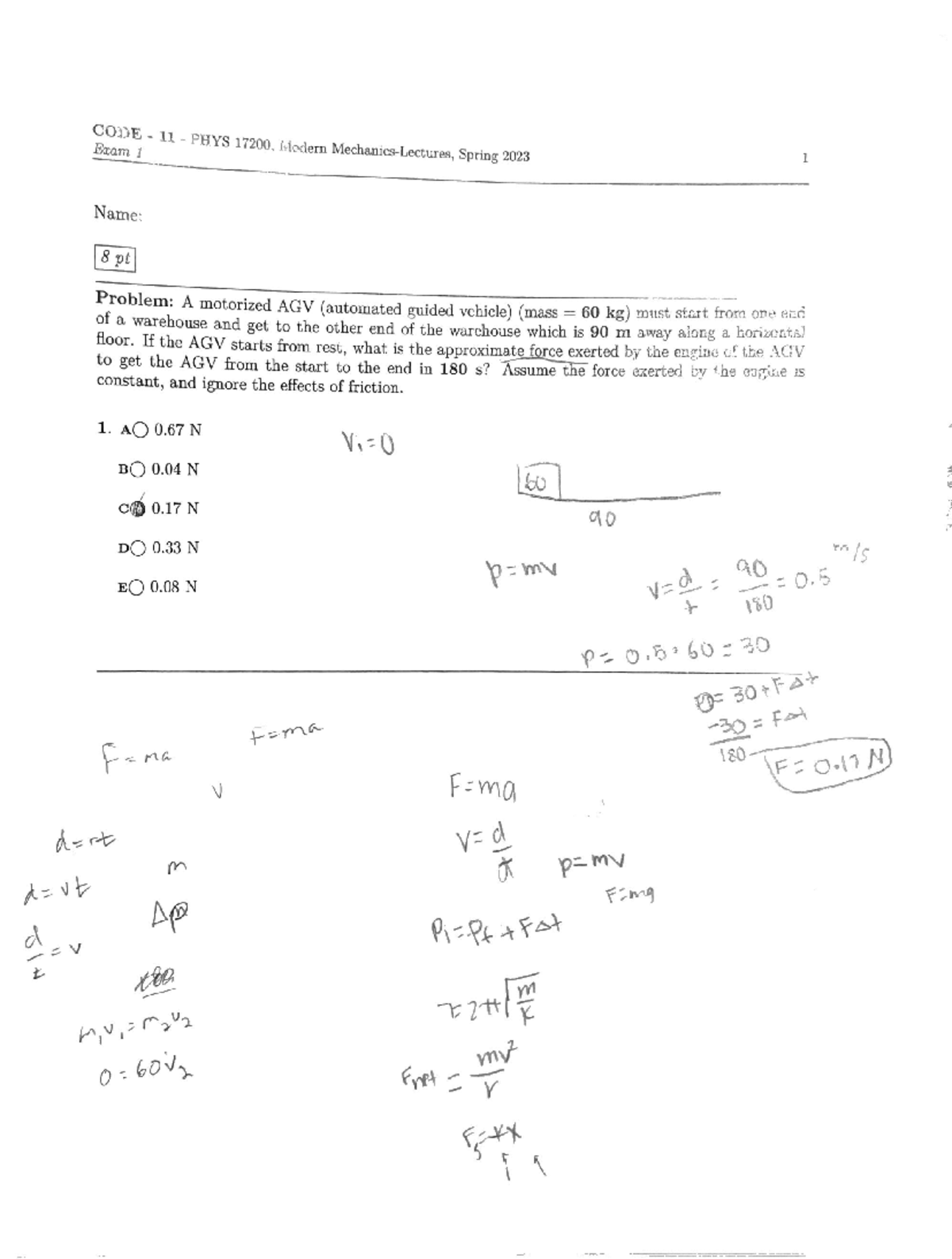 Physics Test 1 Practice - PHYS 17200 - Studocu