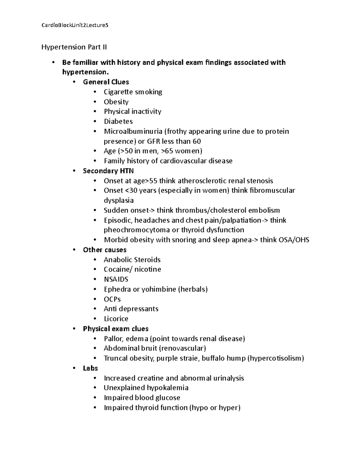 Unit2Lecture 5Hypertension Part II - Hypertension Part II Be familiar ...