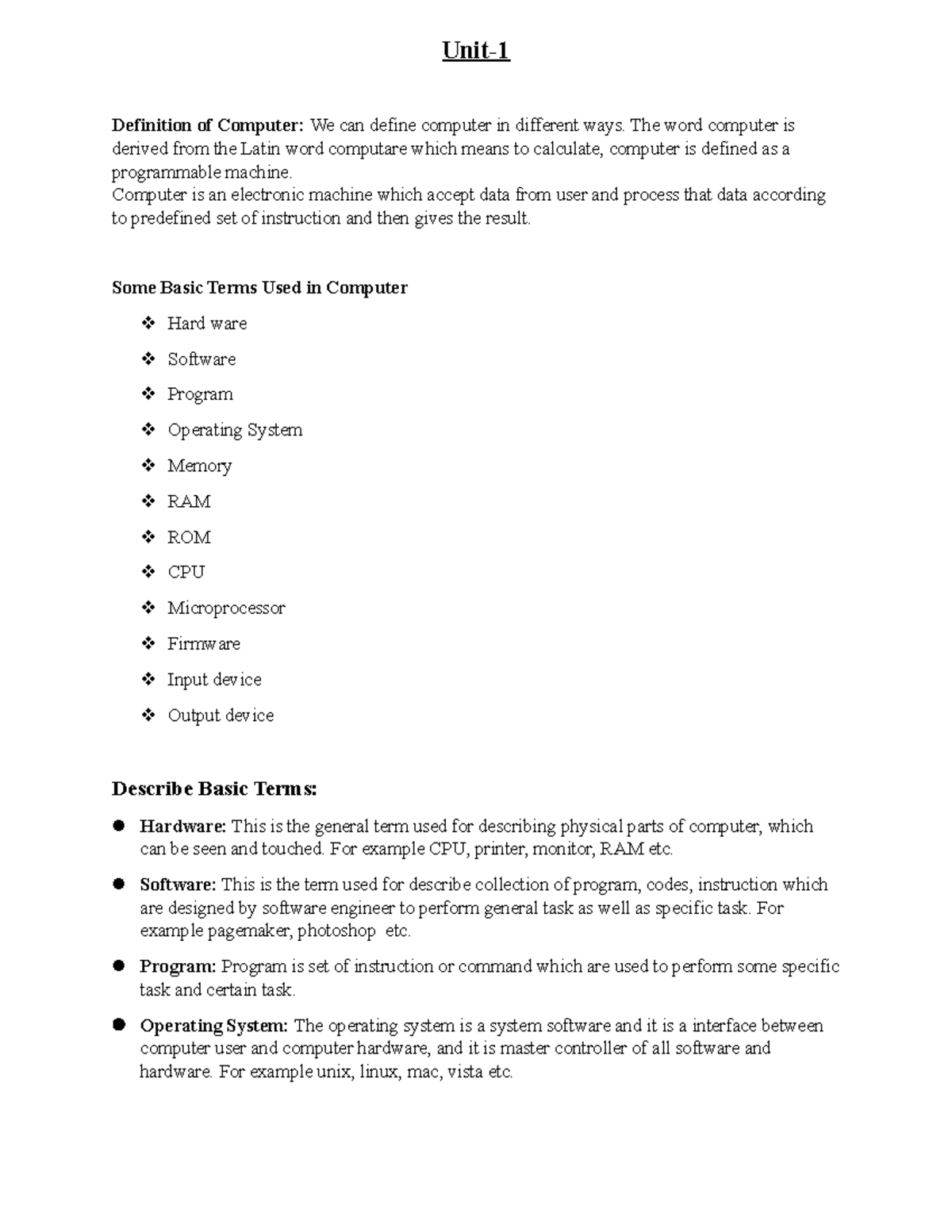 Complete computer mbs Unit Definition of Computer We can define