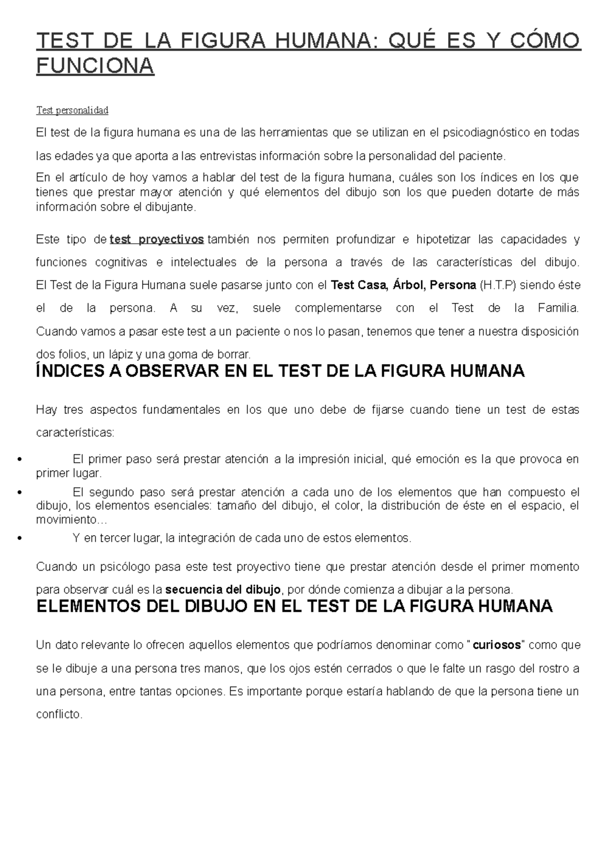 TEST DE LA Figura Humana - TEST DE LA FIGURA HUMANA: QUÉ ES Y CÓMO ...