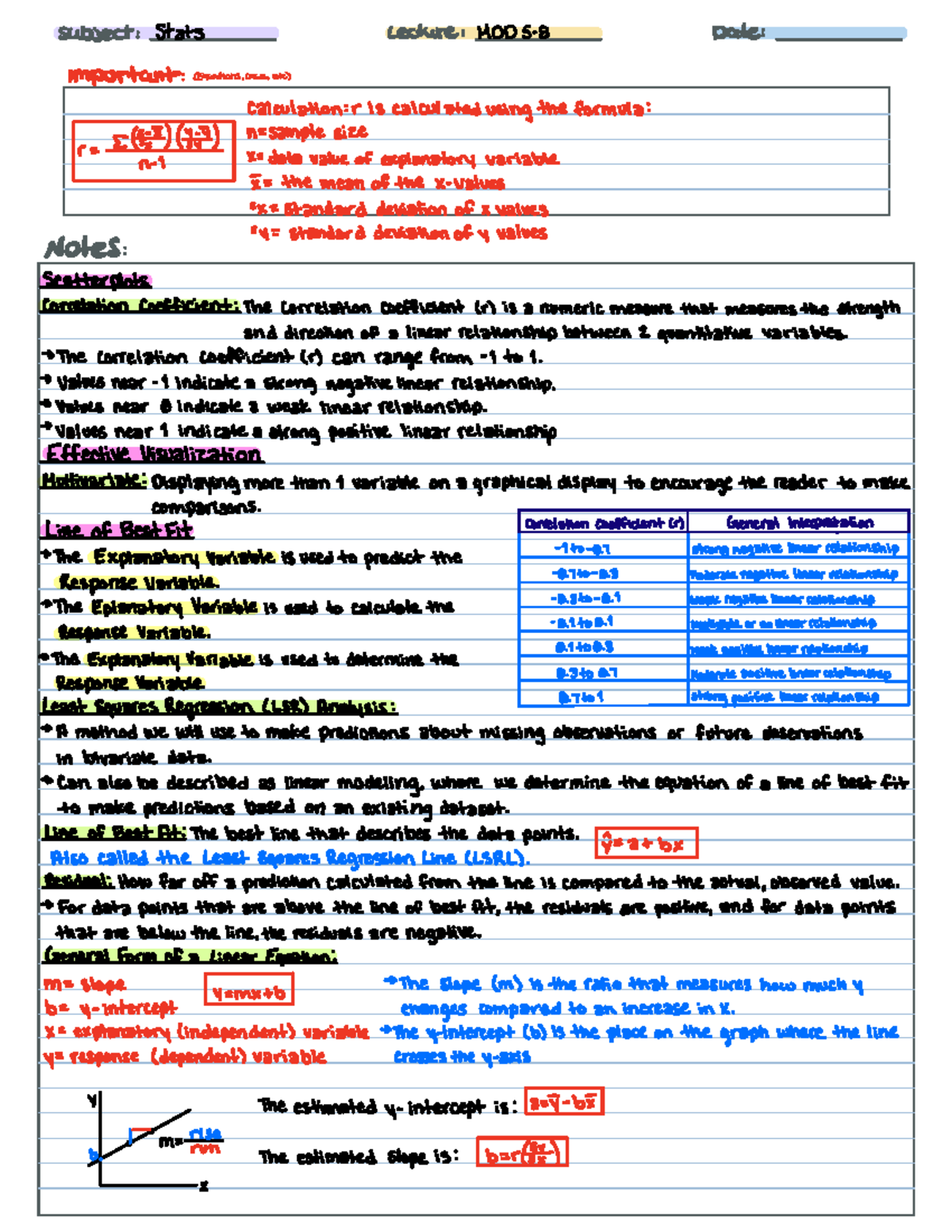 MOD 5-8 - Stats MOD 5 8 calculation r is calculatedusingtheformula r If ...