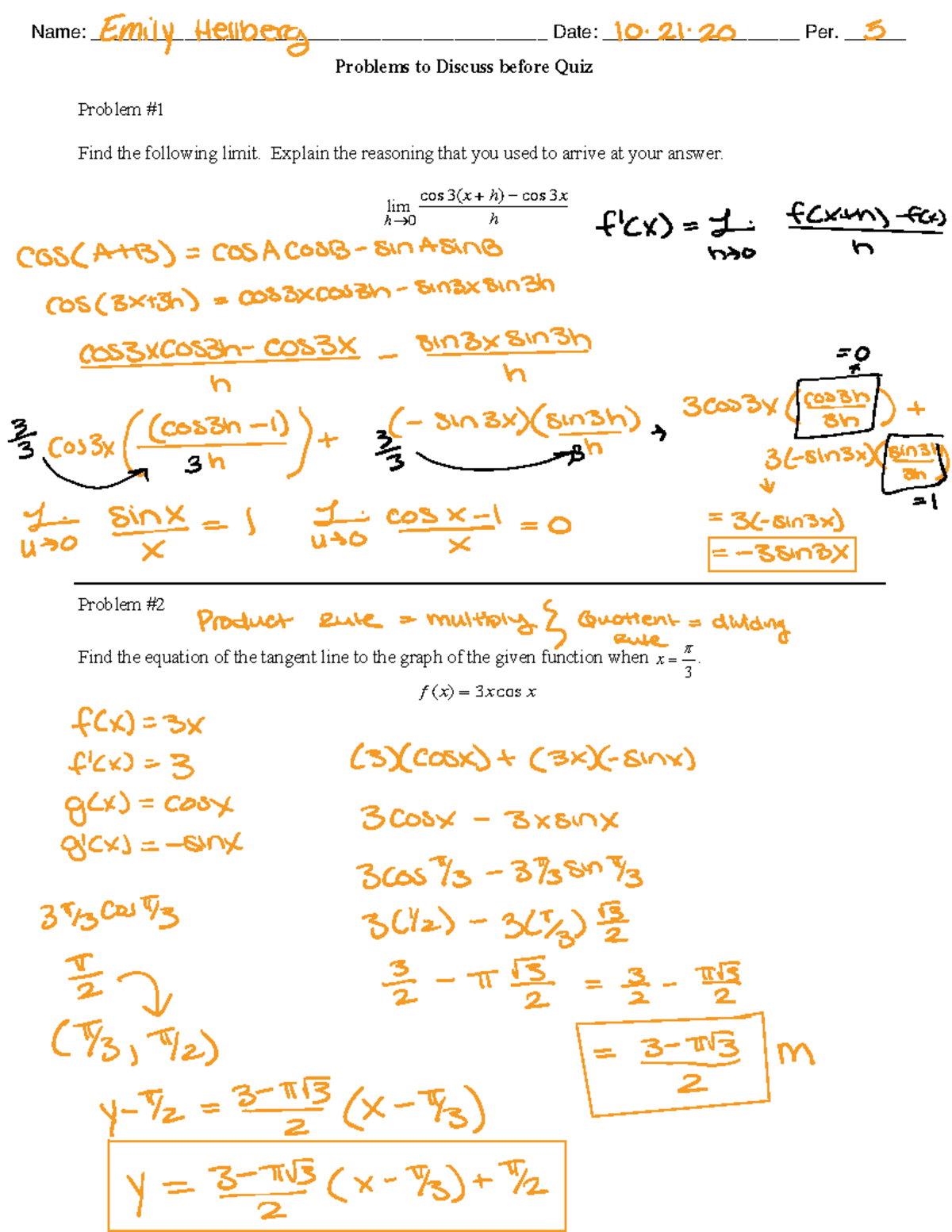 Review for quiz -4 - Problems to Discuss before Quiz # Problem # Find ...