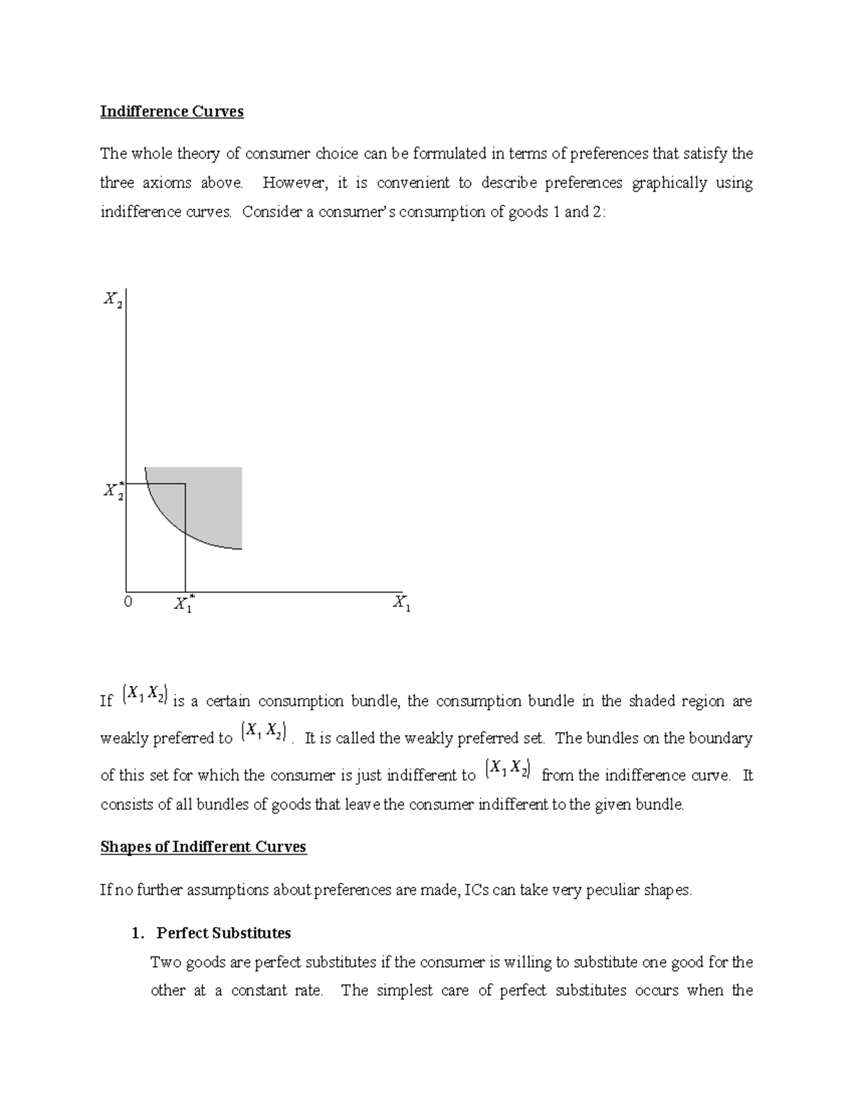 Lec3 AND 4.Indifference Curves And Utility - X 2 X 1 * X 2 * 0 X 1 ...