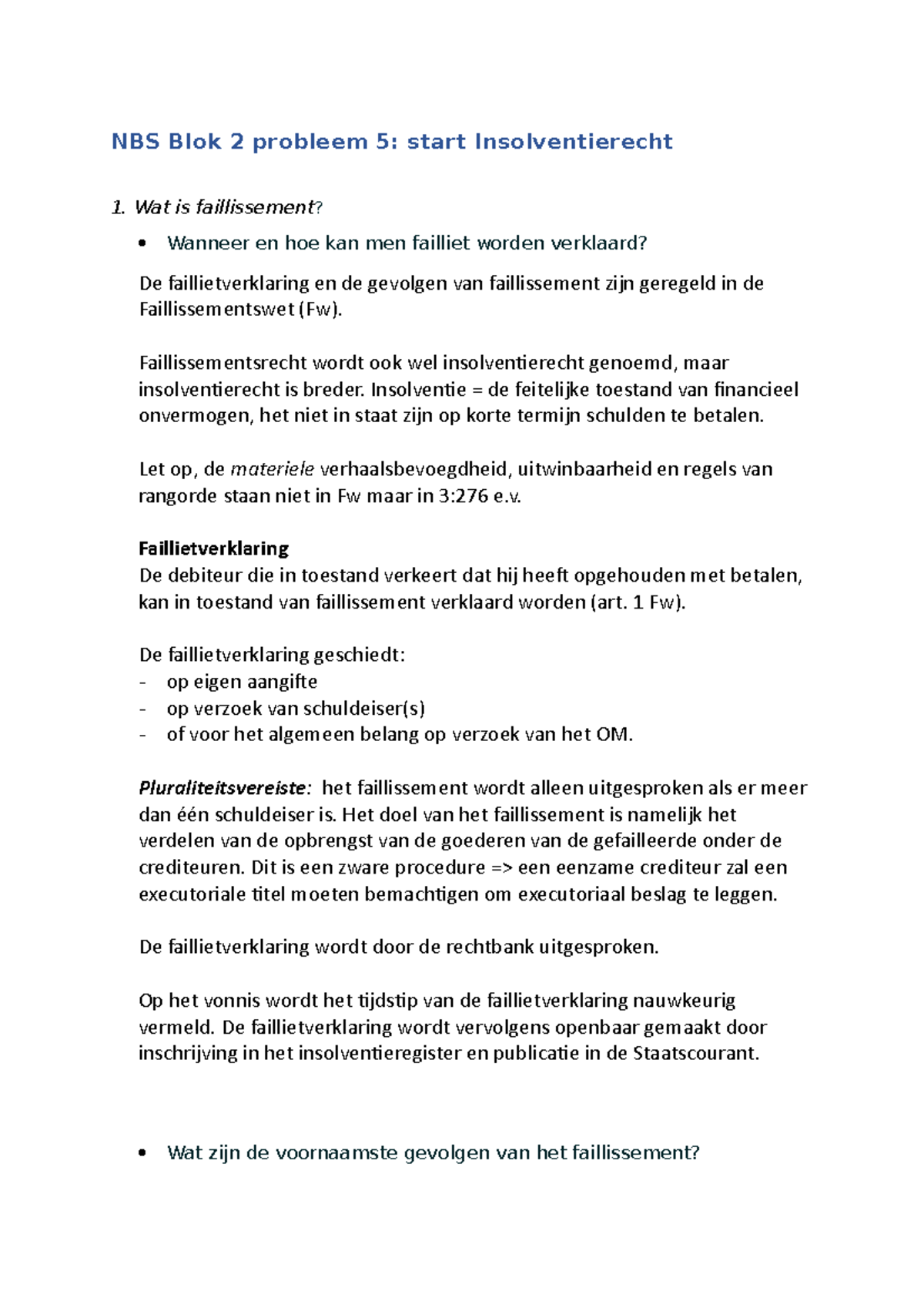 Nabespreking Probleem 5 Van Blok 2 - NBS Blok 2 Probleem 5: Start ...