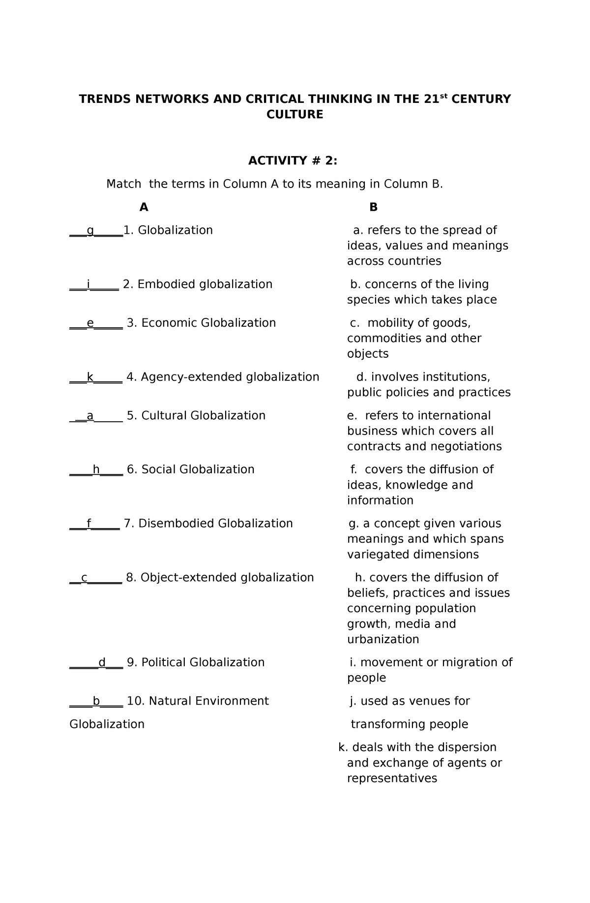 trends networks and critical thinking in the 21st century essay