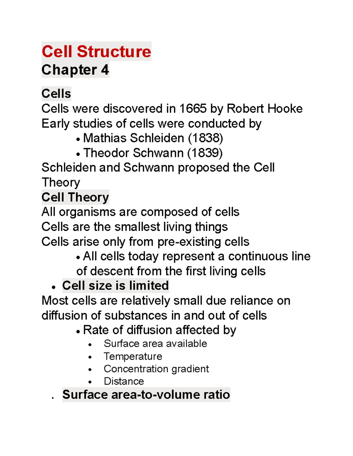 Cell Structure - notes - Cell Structure Chapter 4 Cells Cells were ...