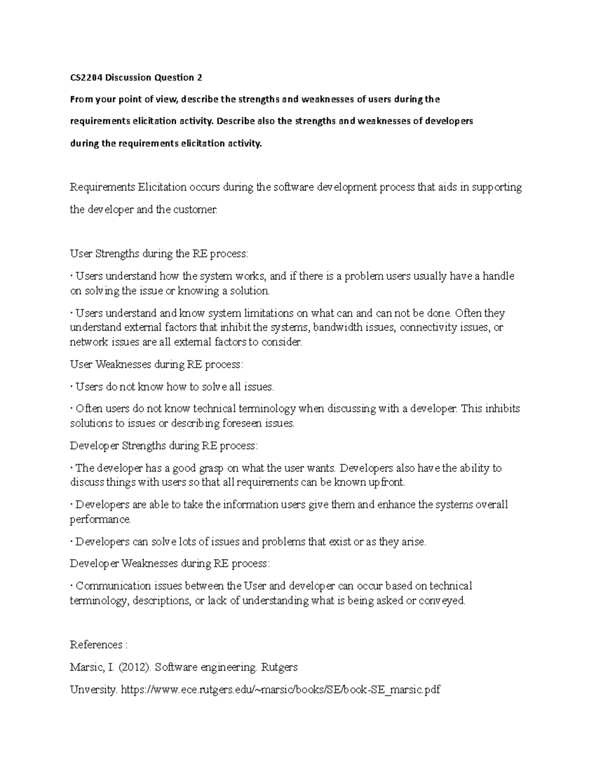 CS2401DQ2 - DQ2 - CS2204 Discussion Question 2 From your point of view ...