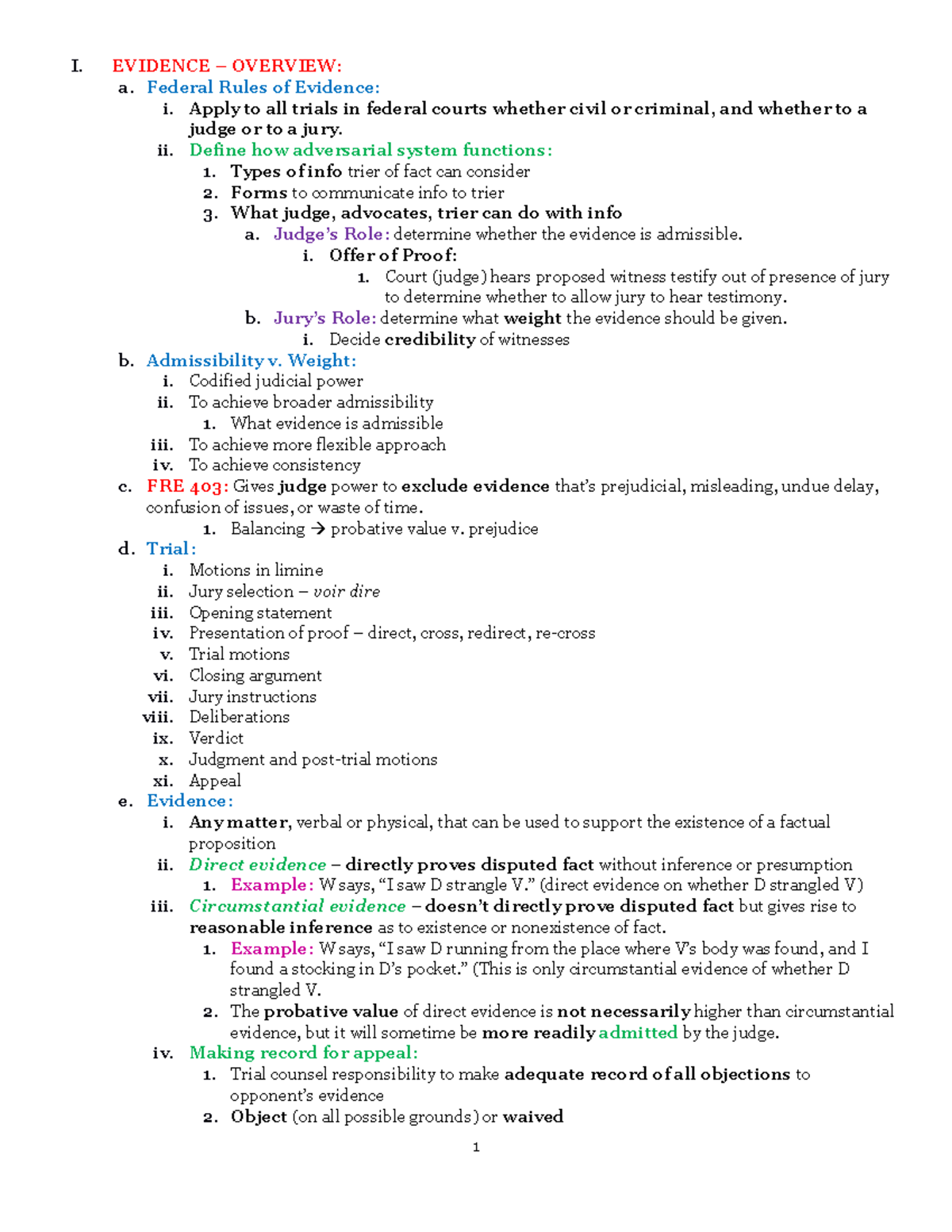 evidence-outline-fall-2014-i-evidence-overview-a-federal-rules