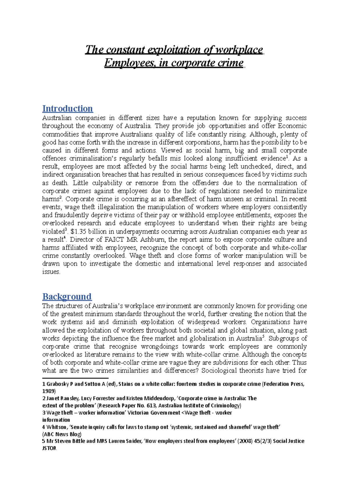 LCR2001 Assessment 2 Template 1 - The constant exploitation of ...