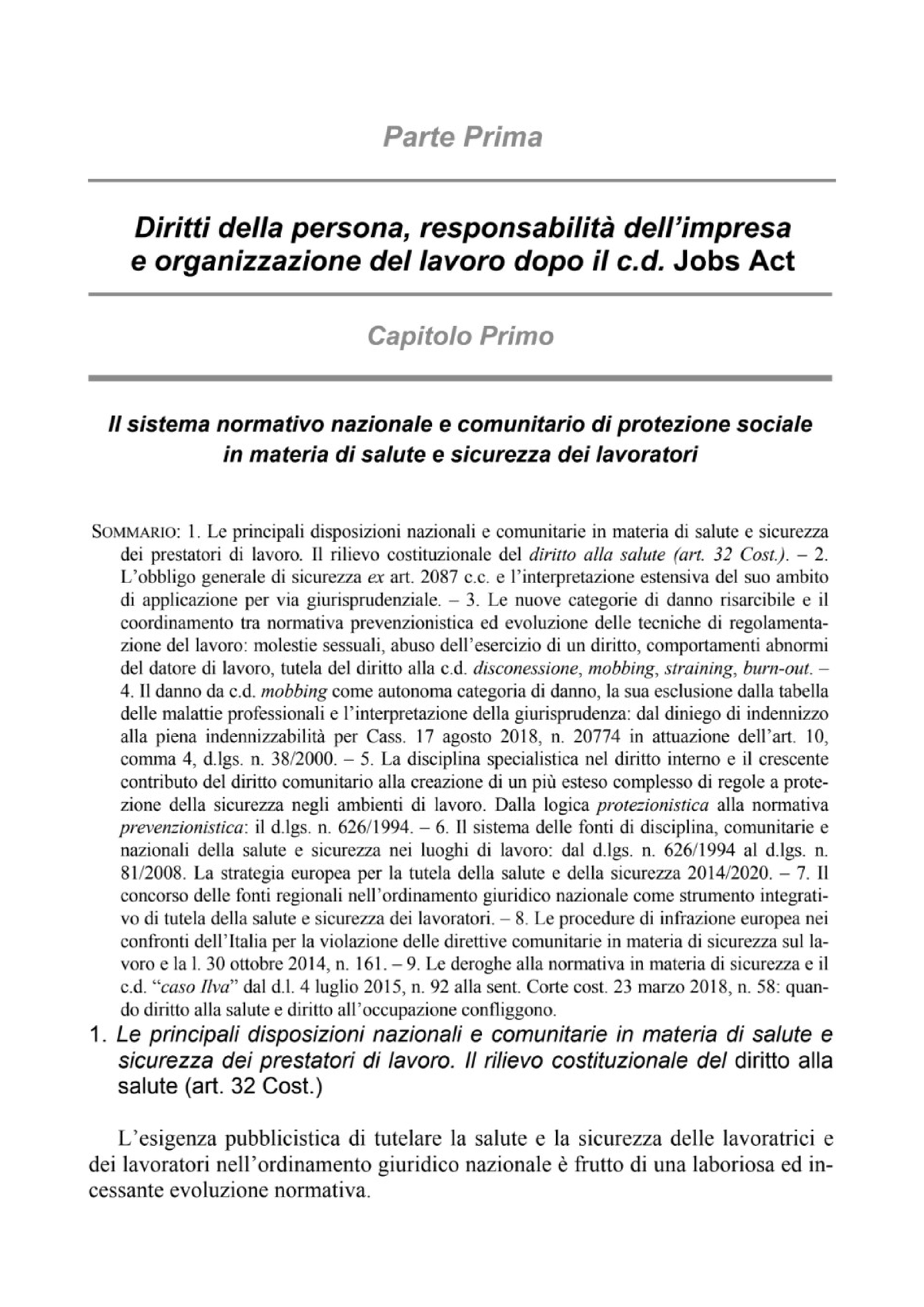 Tutela Salute E Sicurezza Sui Luoghi Di Lavoro - Tutela Della Salute E ...