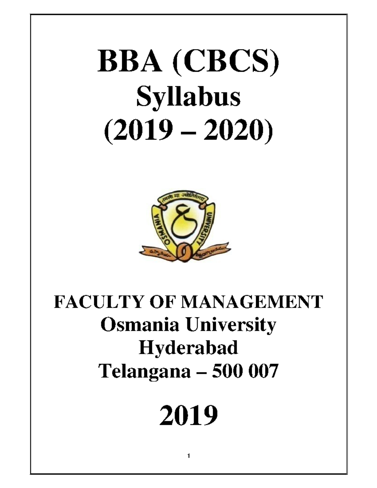 BBA CBCS Syallabus 2019-2020 BBA Course Syllabus - BBA (CBCS) Syllabus ...