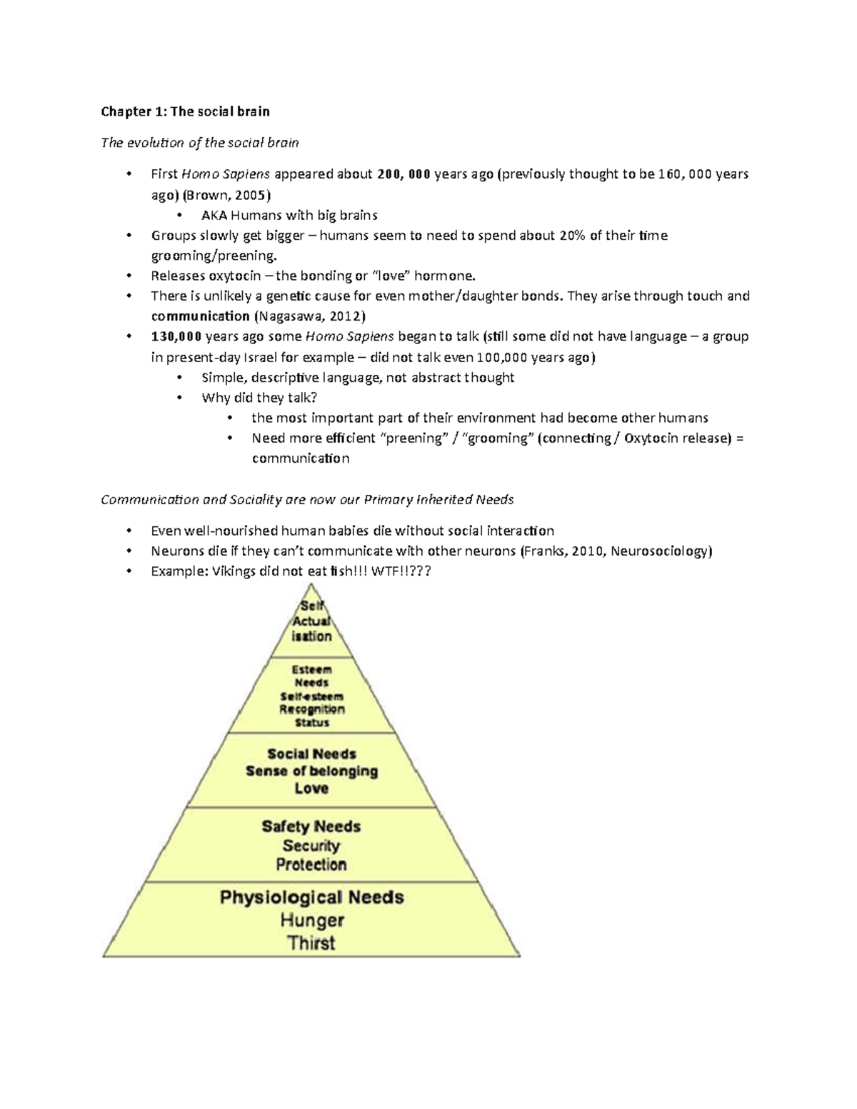 Midterm Review - Lecture Notes 1-5 - Chapter 1: The Social Brain The ...