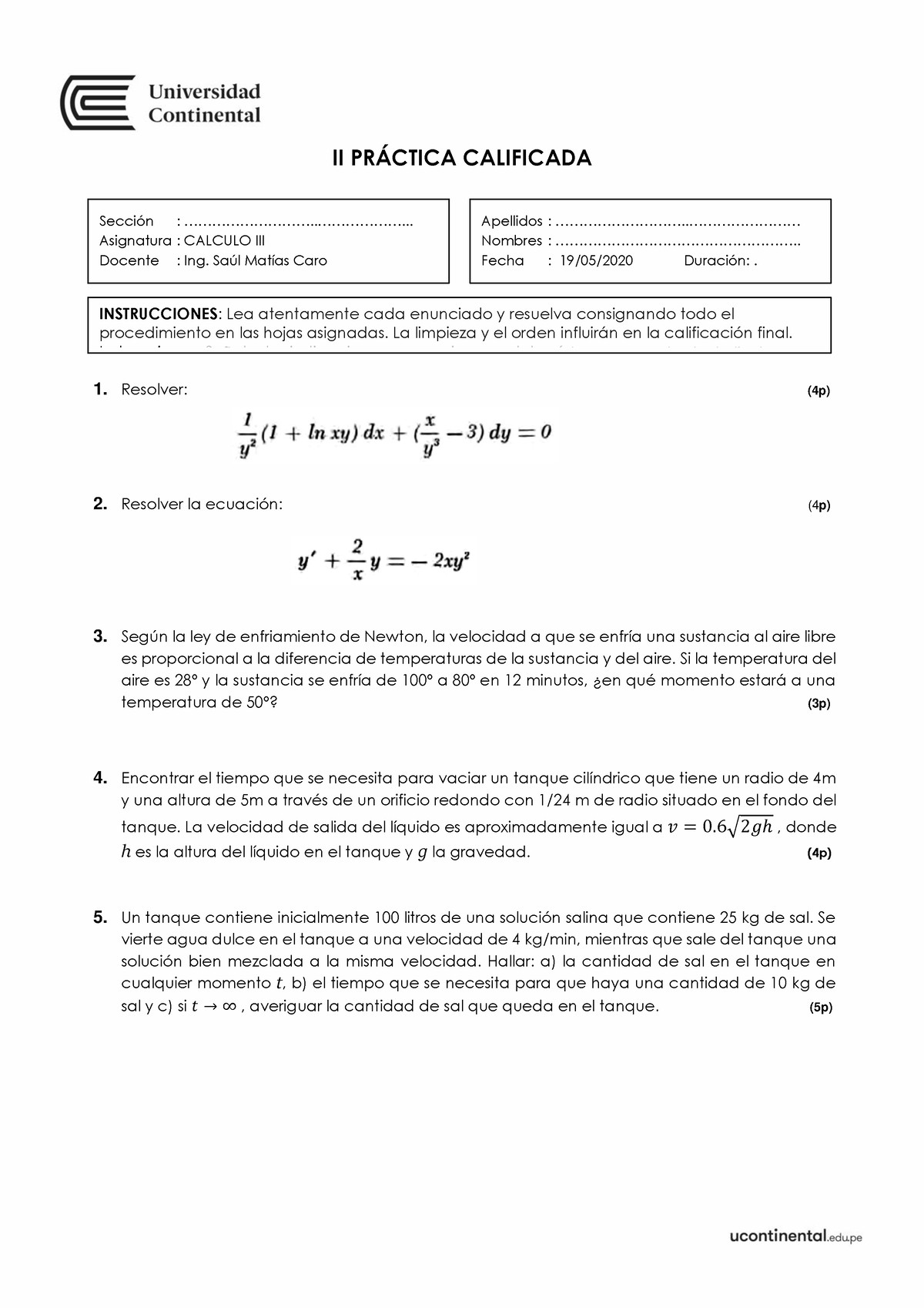 V Control DE Lectura - Solucionario - II PRÁCTICA CALIFICADA 1 ...