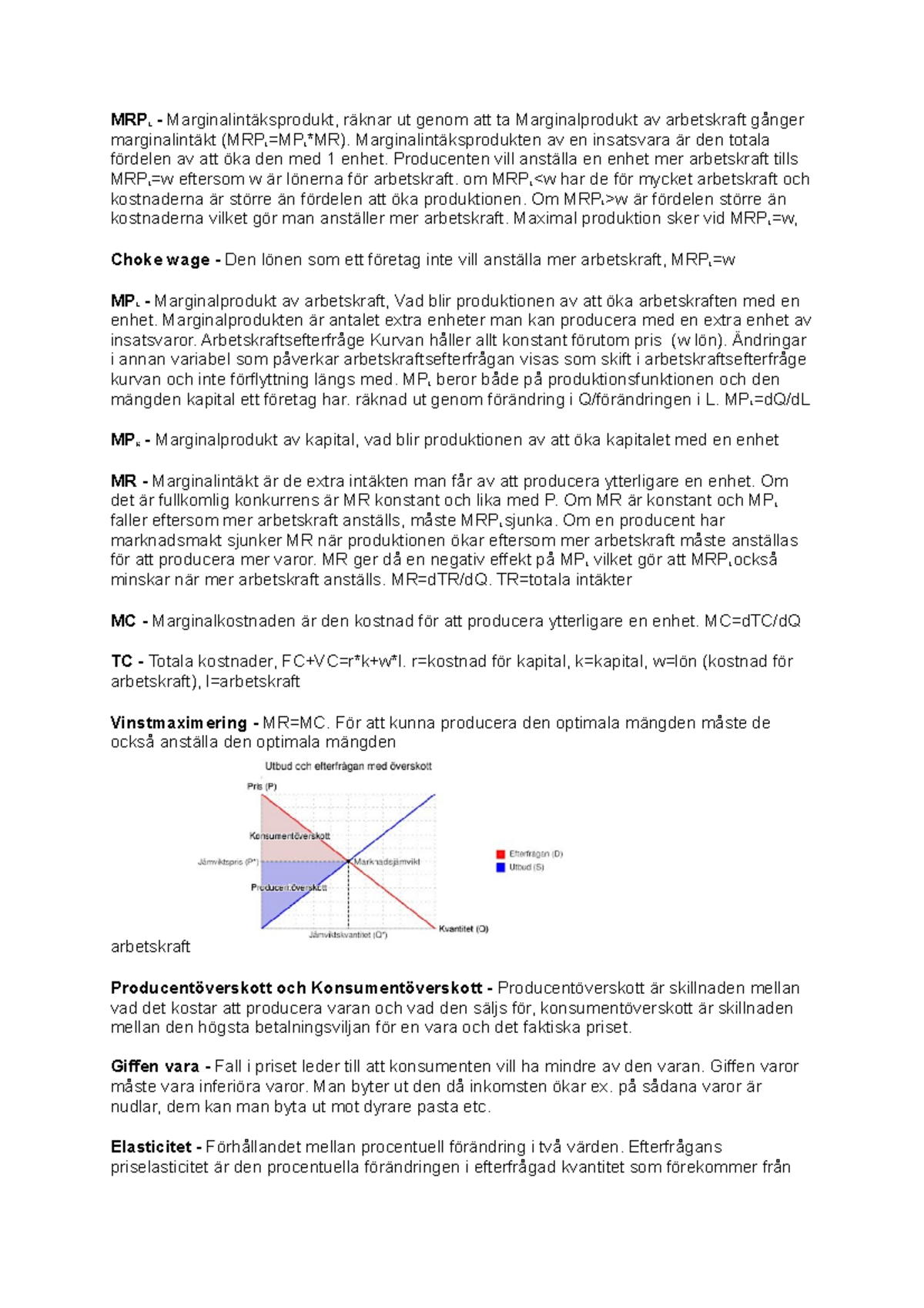 Nek 102 Begrepp Och Formler - MRPL - Marginalintäksprodukt, Räknar Ut ...