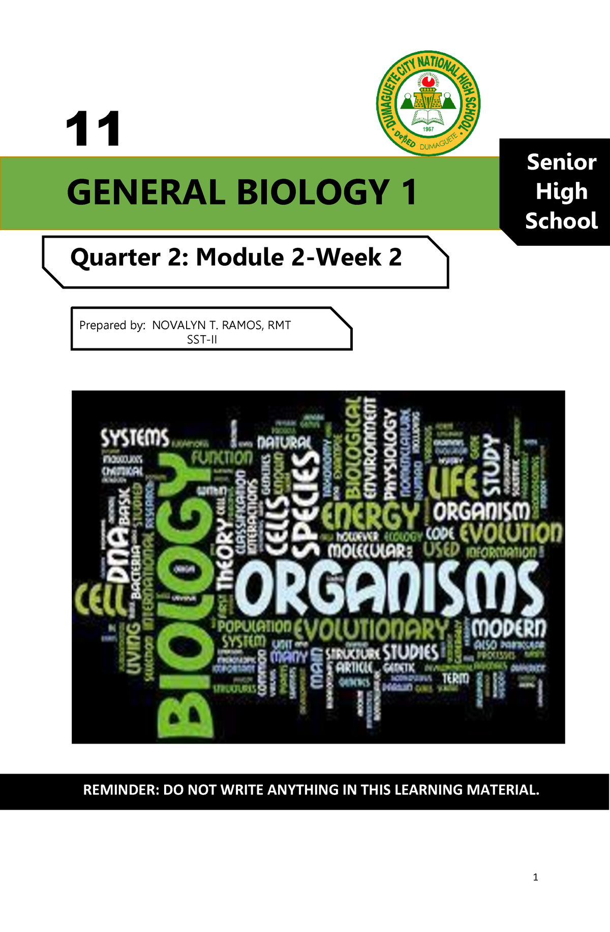 Gen Bio 1 Q2 Week2 - This Is From DCNHS. - Module 6: Transport ...