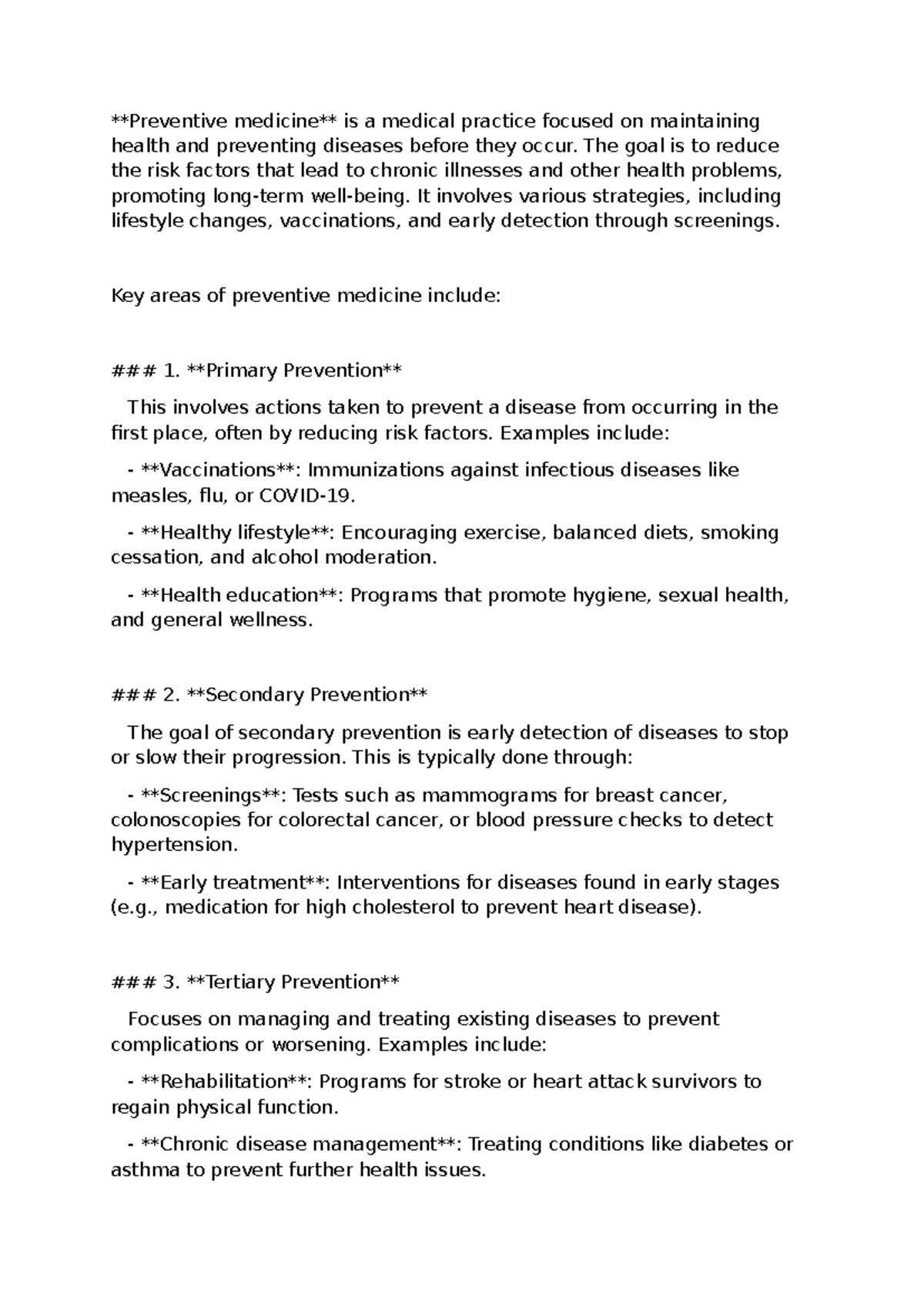 Preventive - EDUCATIONAL - Preventive medicine is a medical practice ...