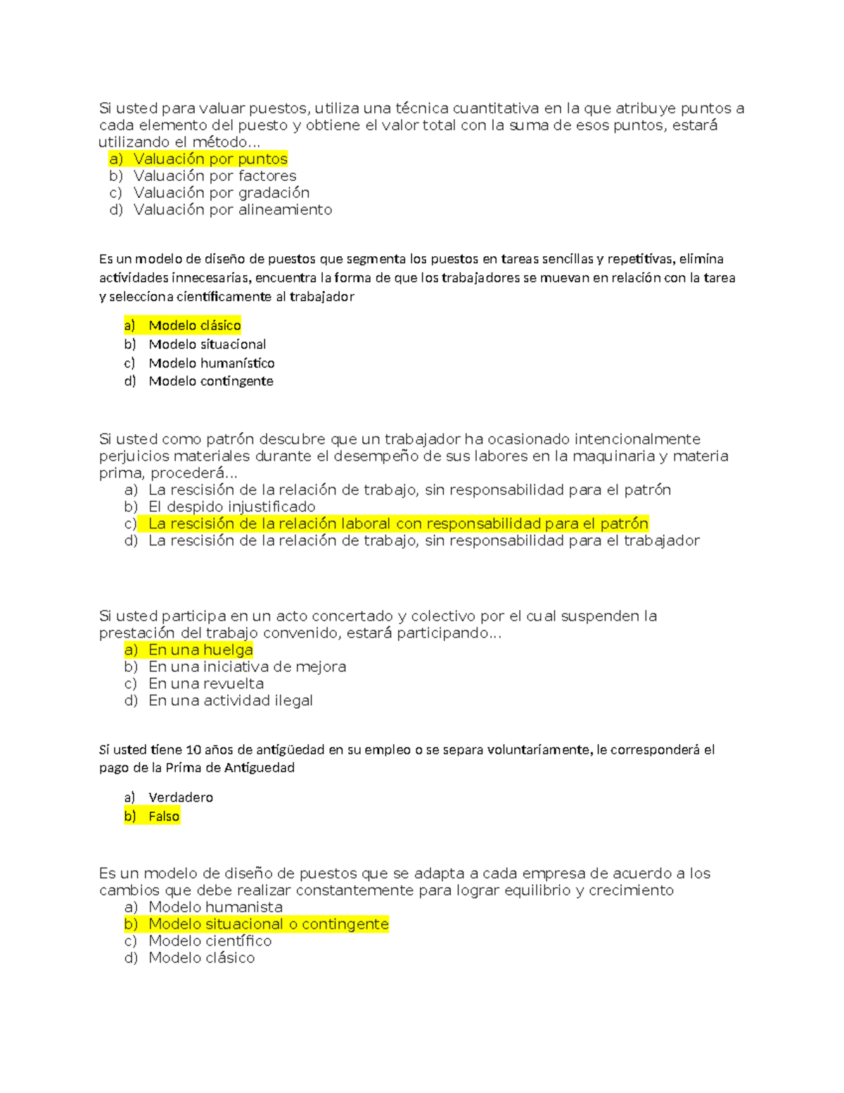 Test2, gestion y desarrollo humano - Si usted para valuar puestos ...