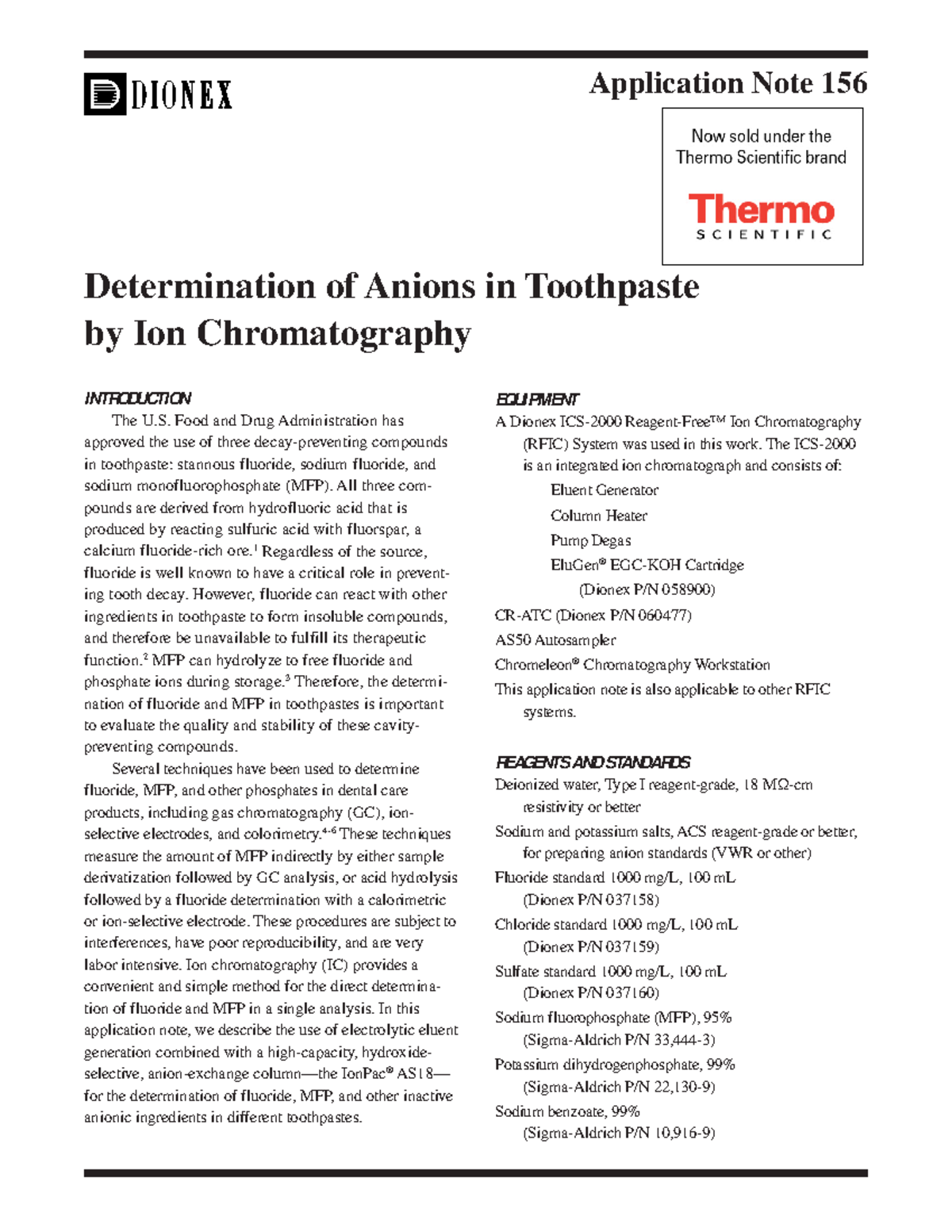 AN 156 IC Anions Toothpaste LPN1548 EN - Application Note 156 1 ...