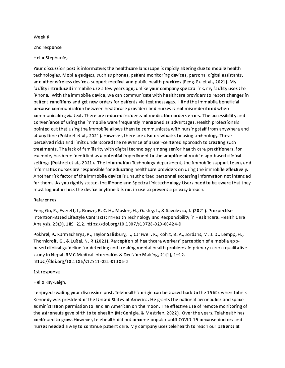 Transforming Nursing Health Care Week 6 - Week 6 2nd response Hello ...