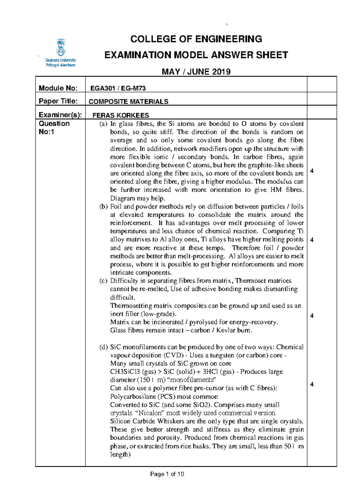 EGA301 & EG-M73 MA 2018-19 - COLLEGE OF ENGINEERING EXAMINATION MODEL ...