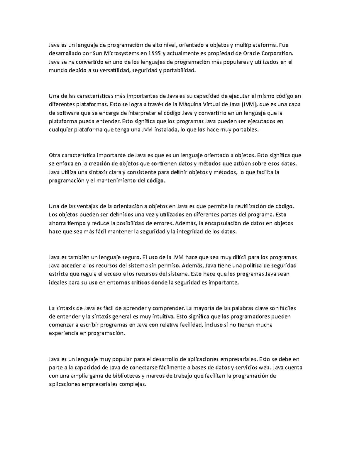 Ensayo java - Java es un lenguaje de programación de alto nivel ...