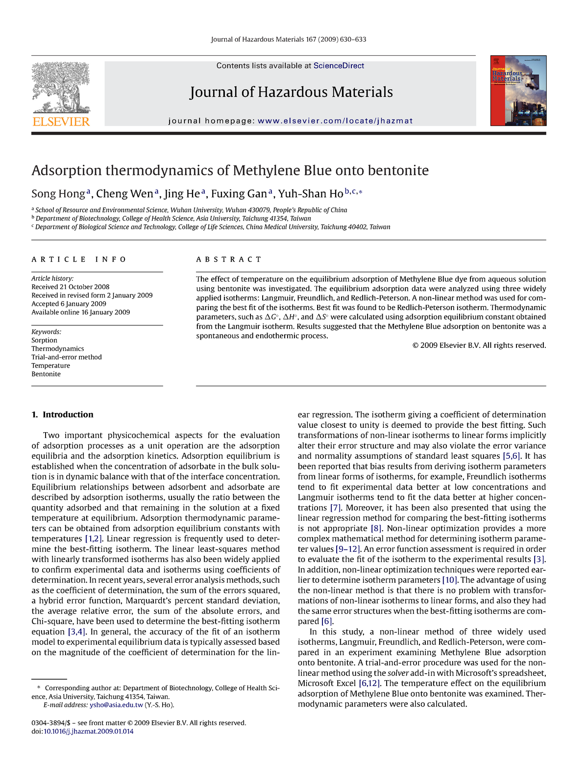 J Haz Mat167, 630 - TUGAS - Journal Of Hazardous Materials 167 (2009 ...