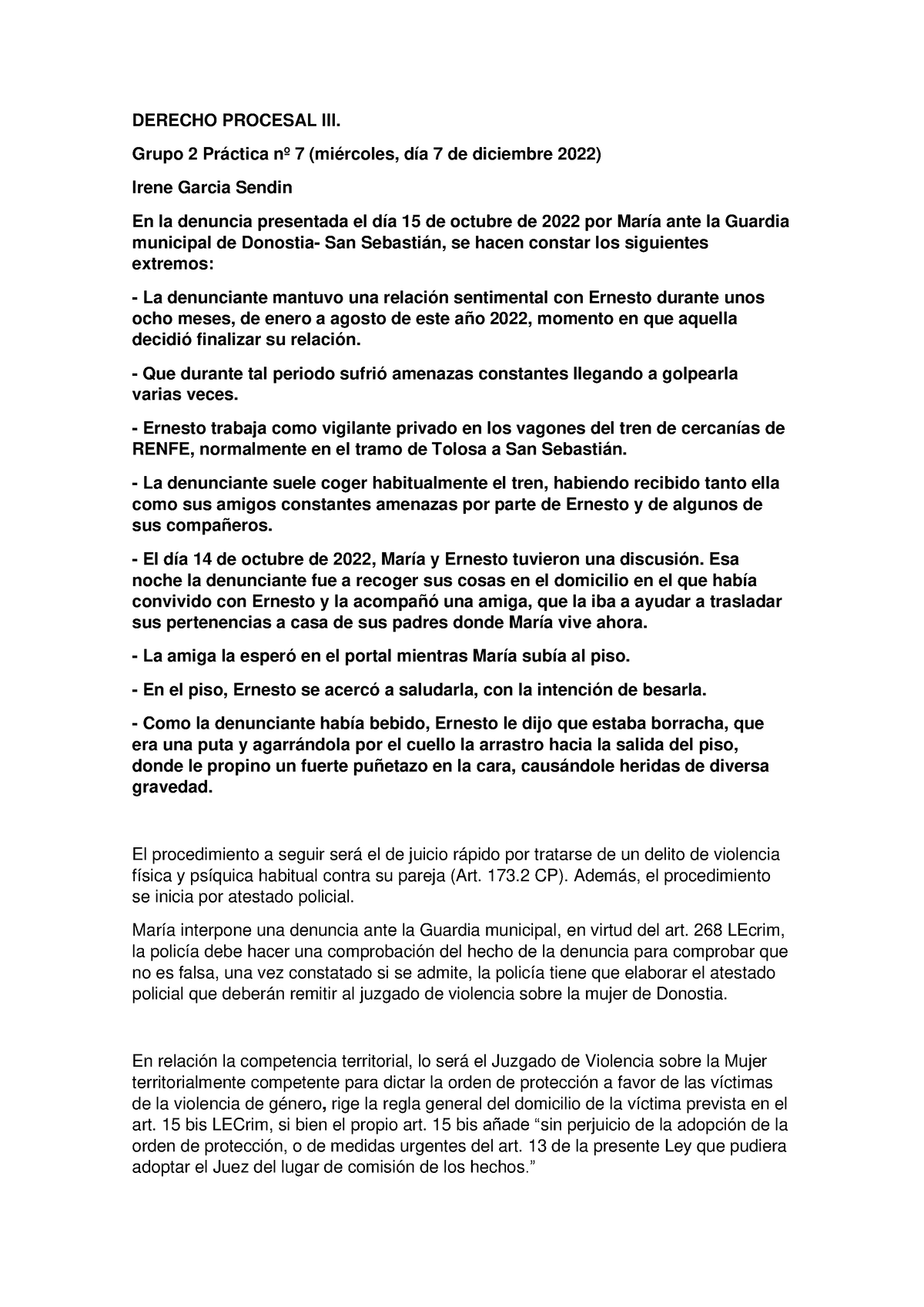 Práctica 7 Procesal Penal - DERECHO PROCESAL III. Grupo 2 Práctica Nº 7 ...