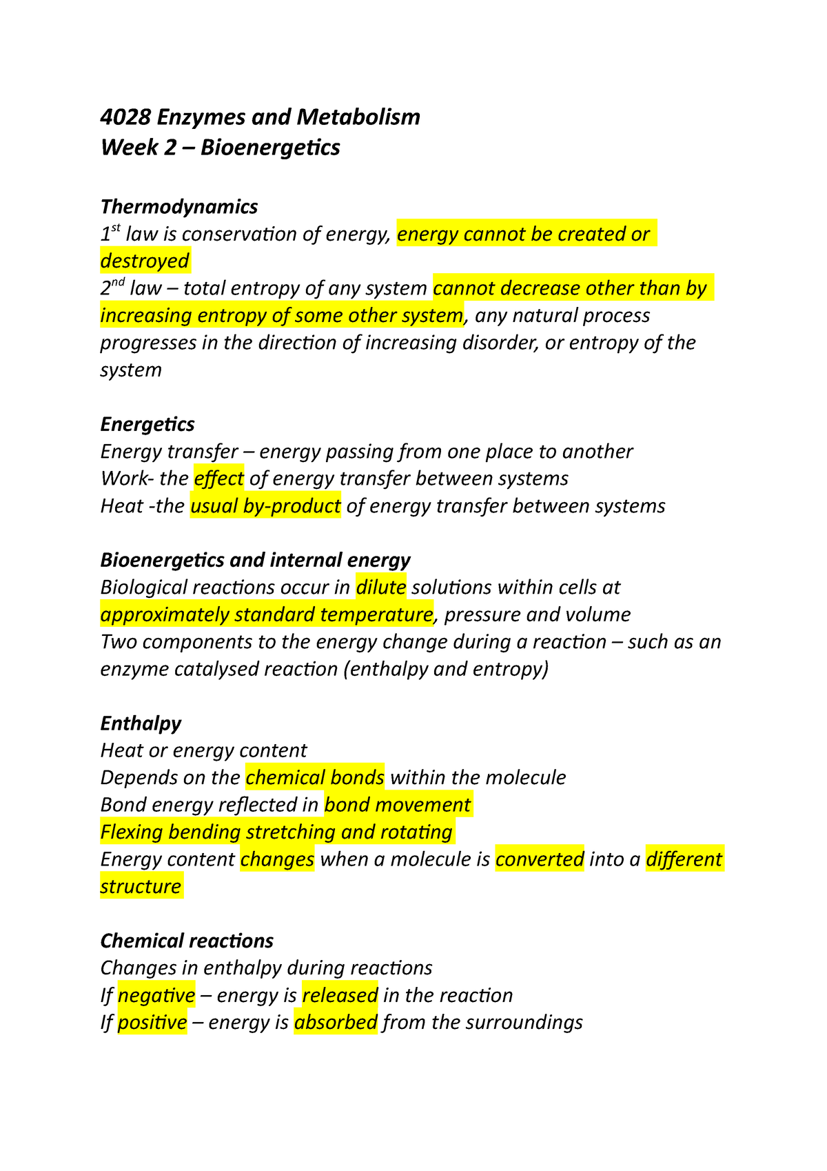 4028 Enzymes And Metabolism Lecture 1 Week 2 - 4028 Enzymes And ...