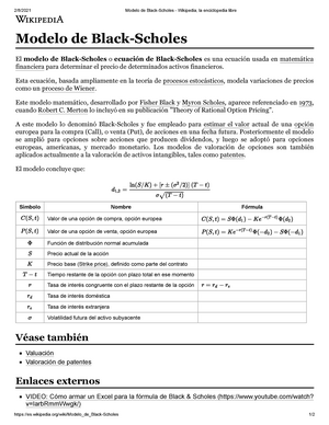 Modelo de Black-Scholes - Wikipedia, la enciclopedia libre - 2/8/2021 Modelo  de Black-Scholes - - Studocu