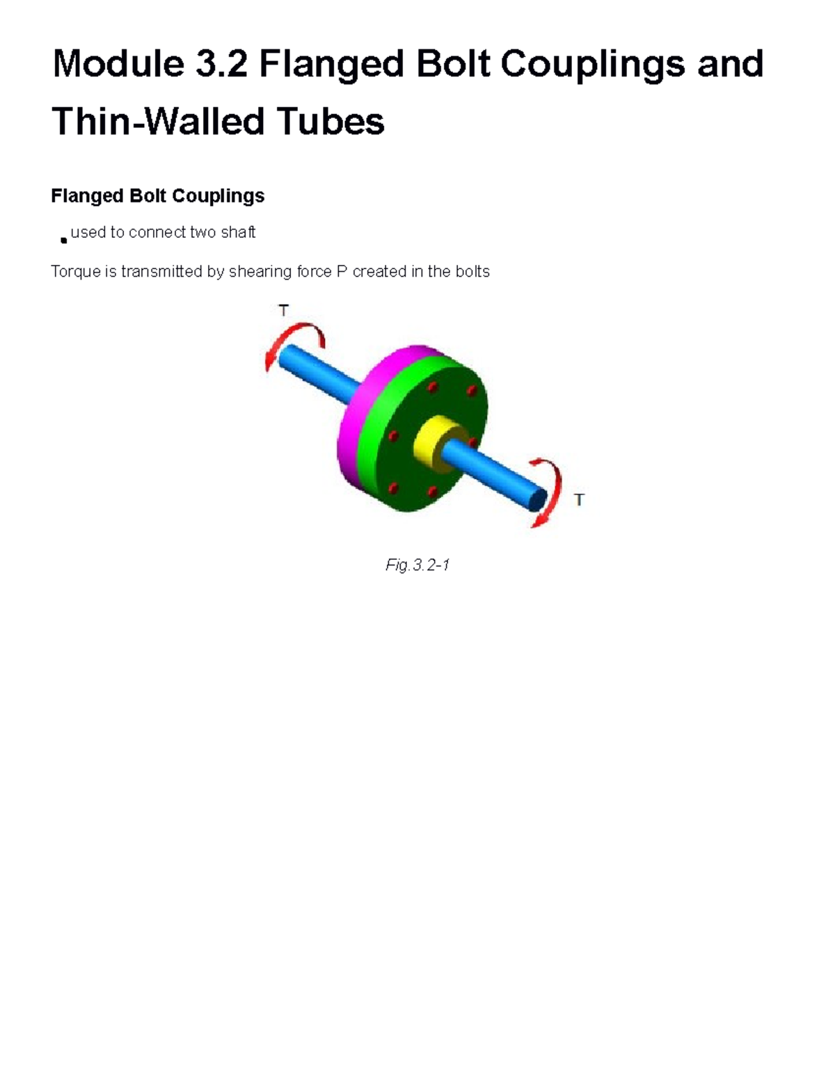 Module 3.2 Flanged Bolt Couplings and ThinWalled Tubes CE 205