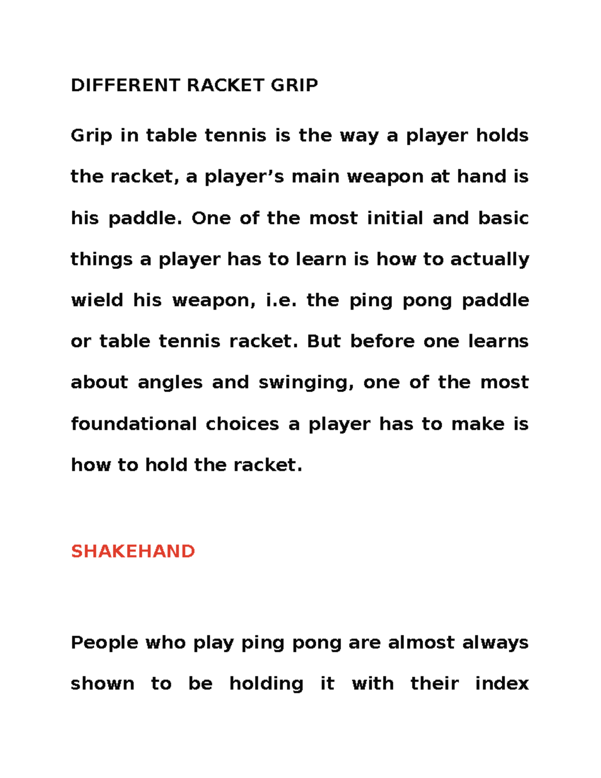 types of grip and way of holding the racket - DIFFERENT RACKET GRIP ...