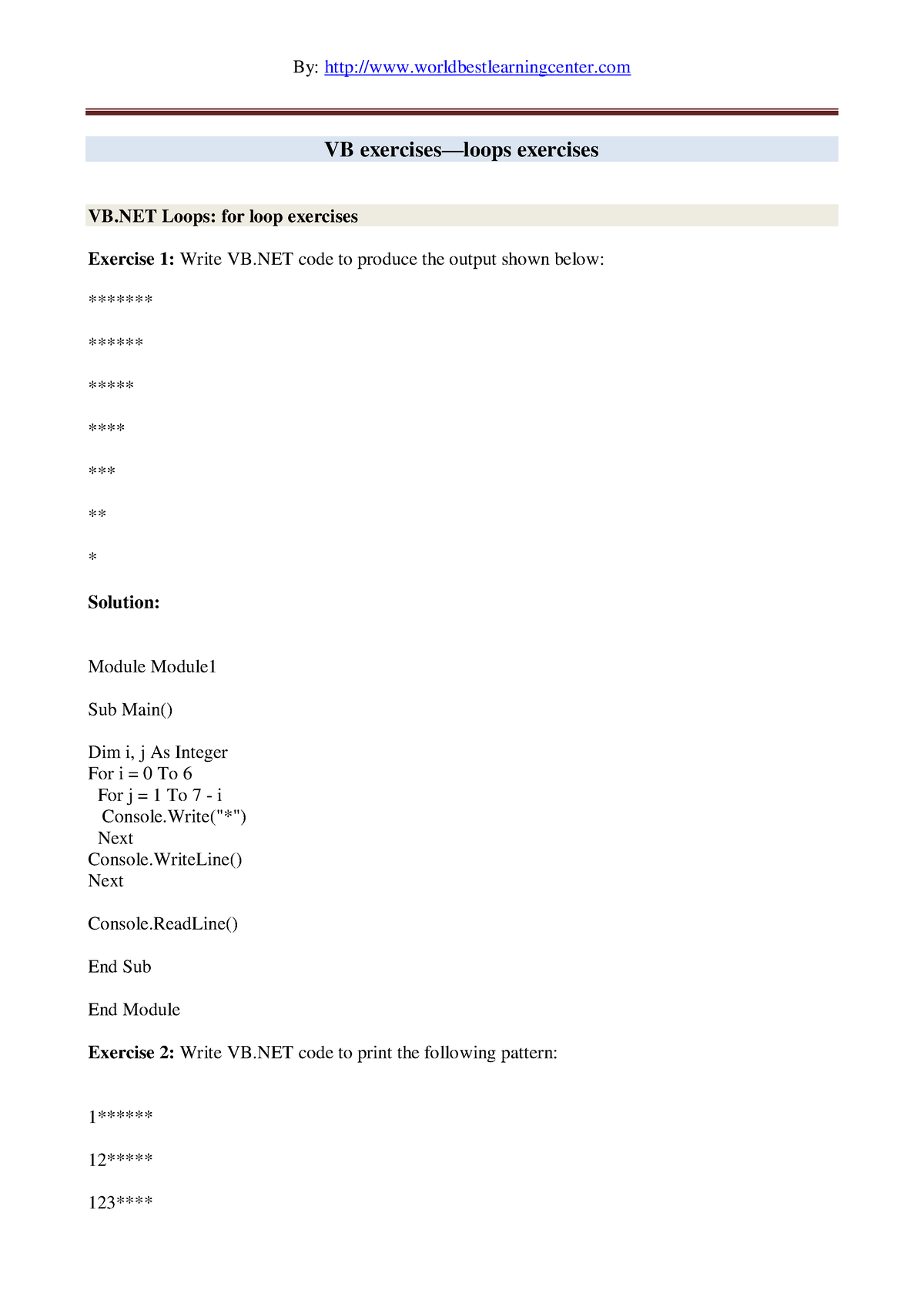Fdocuments Program Vb Net Vb Exercisesloops Exercises Vb Loops