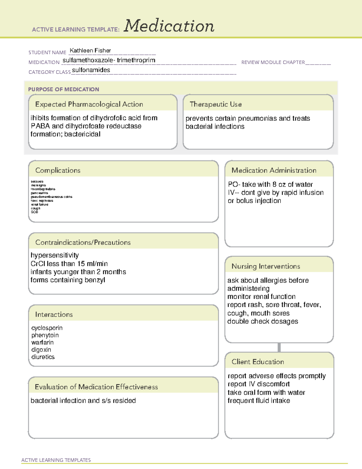 Medtemp sulfamethoxazole trimethoprim - ACTIVE LEARNING TEMPLATES ...