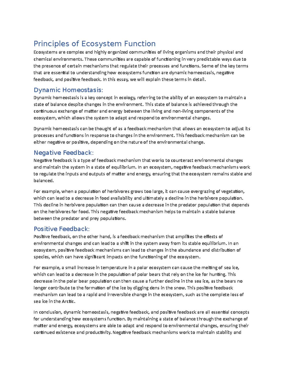 Principles of Ecosystem Function - Principles of Ecosystem Function ...