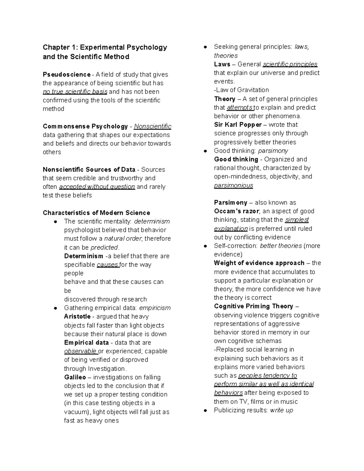 Experimental Psychology Reviewer - Chapter 1: Experimental Psychology ...