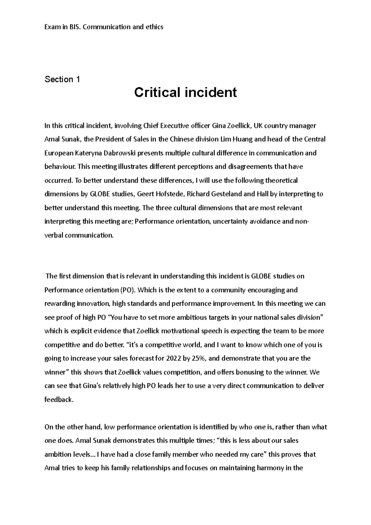 Critical-incident-exam - Section 1 Critical incident In this critical ...