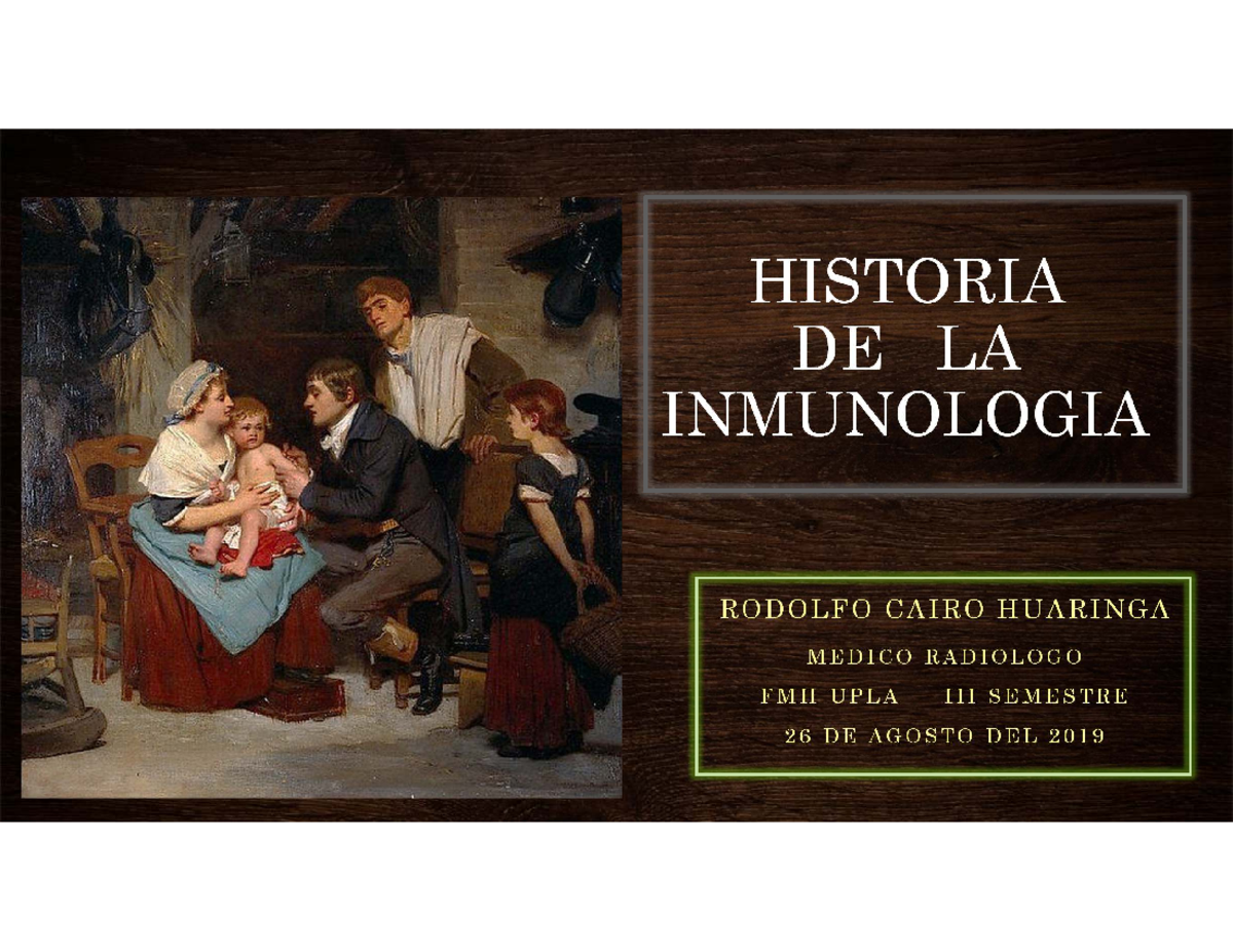 Historia DE LA Inmunologia - HISTORIA DE LA INMUNOLOGIA RODOLFO CAIRO ...