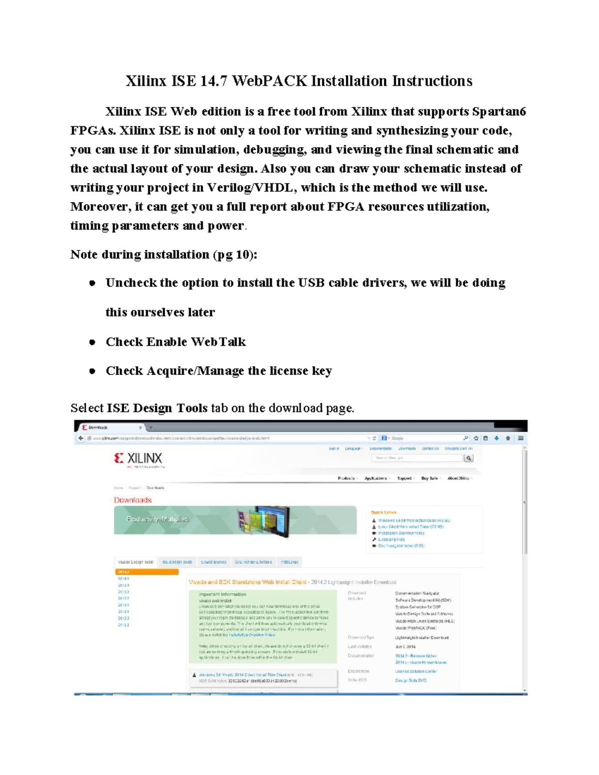 Xilinx ISE 14 - Lecture Notes 1 - Xilinx ISE 14 WebPACK Installation ...