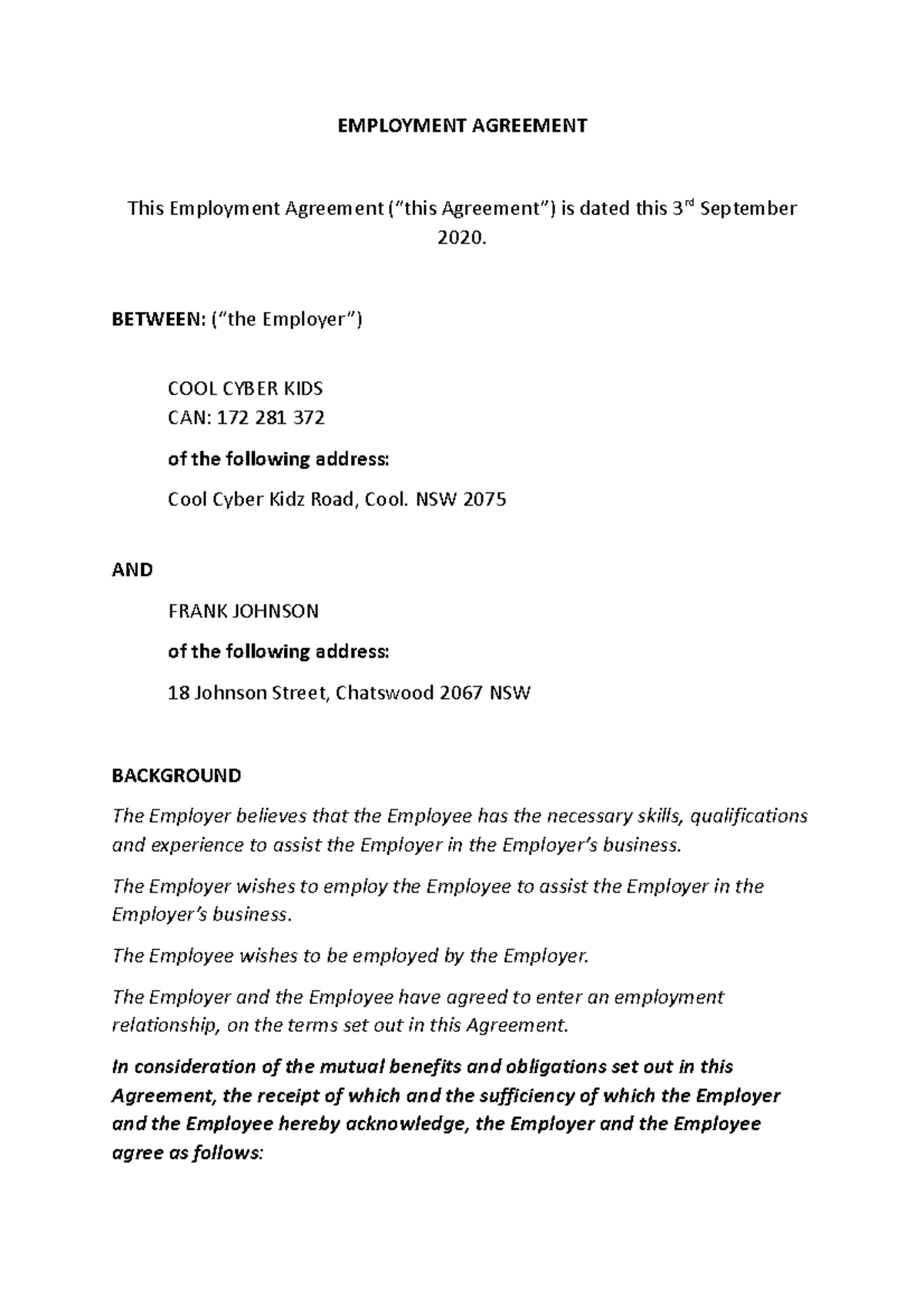 Commerce Assignment Contract - EMPLOYMENT AGREEMENT This Employment ...